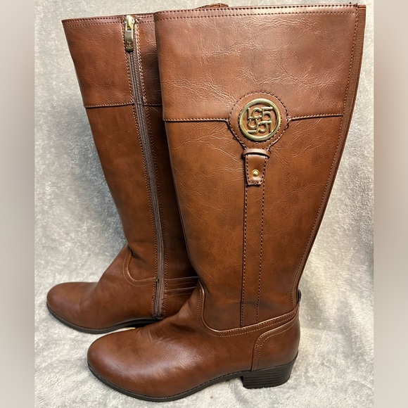 Liz Claiborne Women's Tilia Riding Boots Stacked Heel Sz 8.5 Cognac almost new❤️ - Picture 3 of 6